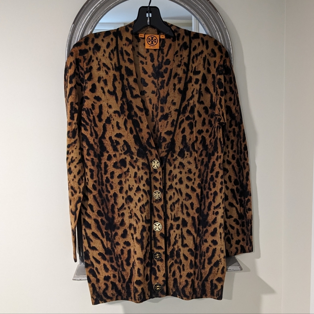 Tory Burch Leopard Print Cardigan